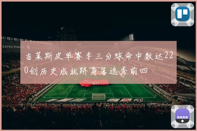 吉莱斯皮单赛季三分球命中数达220创历史成就跻身落选秀前四